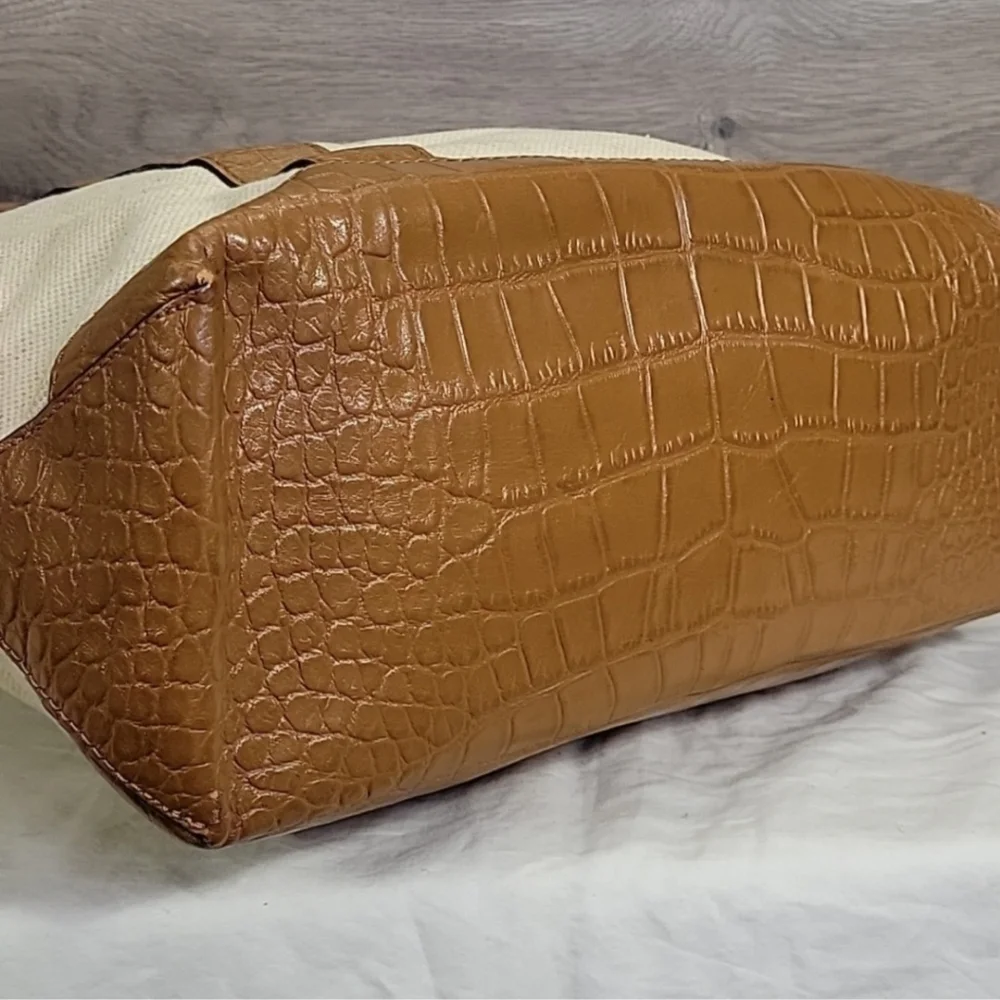 MICHAEL KORS CANVAS CROC EMBOSSED LEATHER TOTE 12